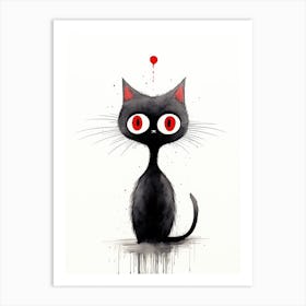 Black Cat With Red Eyes Art Print