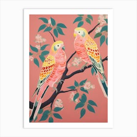 Vintage Japanese Inspired Bird Print Budgerigar 4 Art Print