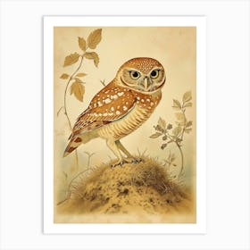 Burrowing Owl Vintage Illustration 4 Art Print