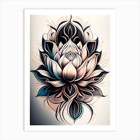 Lotus Flower Pattern Graffiti 2 Art Print
