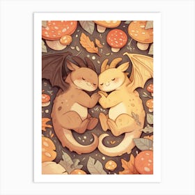 Sleepy Cute Dragons Art Print