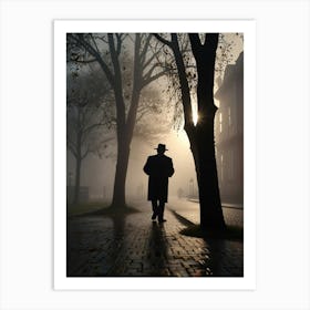 Man Walking In The Fog Art Print