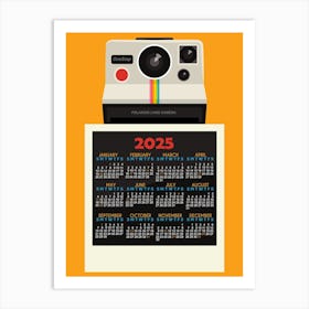 Retro Camera Calendar 2025 Yellow Art Print