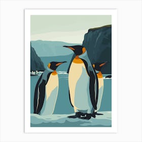 Emperor Penguin Paradise Harbor Minimalist Illustration 2 Art Print