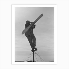 Untitled Photo, Possibly Related To Shrimp Fisherman, Squatter On Nueces Bay, Erecting Wind Charger For Running Art Print