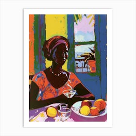 Woman At The Table Art Print