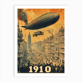 Aihrgdesign A Vintage Poster Of An Early Airship Soaring Abov 094872b1 7402 4bb1 8862 6f13ea3ea965 3 Art Print