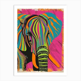 Rainbow Stripe Elephant Art Print