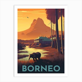 Borneo Retro Travel Art Print