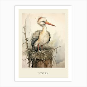 Beatrix Potter Inspired  Animal Watercolour Stork 4 Art Print