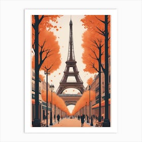 Paris City Eiffel Tower With Fall Colors Art Print