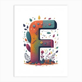 Colorful Letter F Illustration 75 Art Print