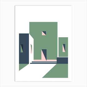 House In Green And Pink Art Print