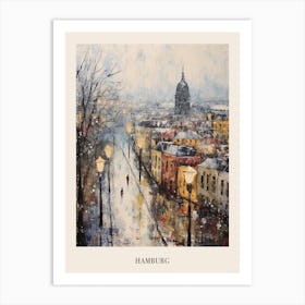 Vintage Winter Painting Poster Hamburg Germany Art Print