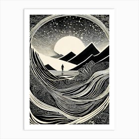 A Mysterious Abyss Composed Of Lino cut , 131 Art Print