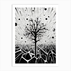 Growth Abstract Black And White 2 Art Print