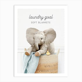 Baby Elephant Laundry Goal Soft Blankets Art Print