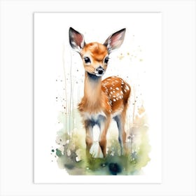 Baby Deer Watercolor Art Print