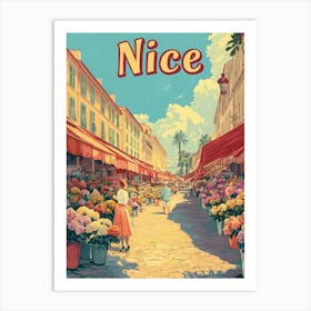 Aihrgdesign A Classic 1960s Travel Poster For Nice 2 Art Print