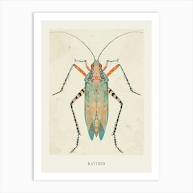 Colourful Insect Illustration Katydid 13 Poster Art Print