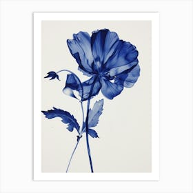 Blue Botanical Tulip Art Print