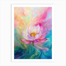 lotus flower swirling colors of light 4 Art Print