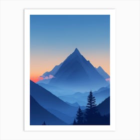 Misty Mountains Vertical Composition In Blue Tone 67 Art Print