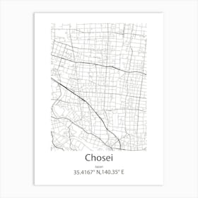 Chosei,Japan Minimalist Map Art Print