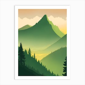 Misty Mountains Vertical Background In Green Tone 6 Art Print