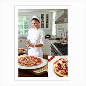 A French Chef Female Poised And Graceful Slices Juicy Cherry Tomatoes With A Kitchen Knife Raw B (2) Art Print