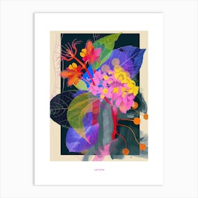 Lantana 2 Neon Flower Collage Poster Art Print