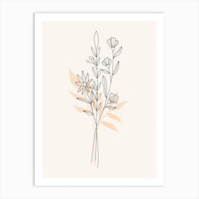 Line Drawing Of Flowers Art Print