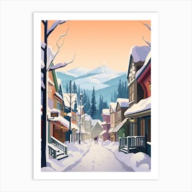 Vintage Winter Travel Illustration Whistler Canada 2 Art Print