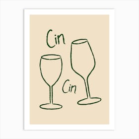 Cin Cin Wine Beige Art Print