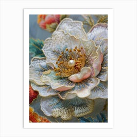 Embroidered Flower 4 Art Print