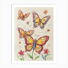 Butterflies In The Garden 1 Art Print