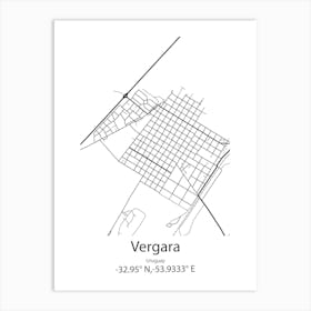 Vergara,Uruguay Minimalist Map Art Print