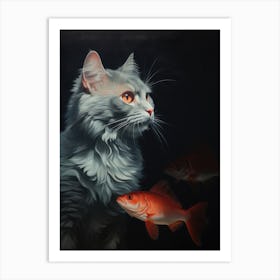 Cat And Fish 1 Art Print