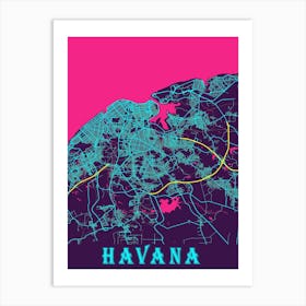 Havana Map Poster 1 Art Print