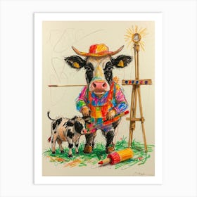 Cow Artist Art Print