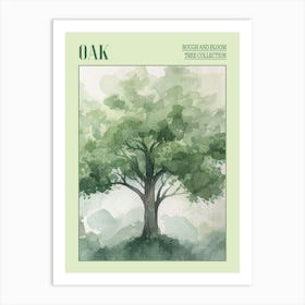 Oak Tree Atmospheric Watercolour Painting 2 Poster Art Print