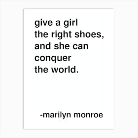 The Right Shoes Marilyn Monroe Quote In White Art Print