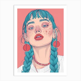 Girl With Blue Hair 20 Art Print