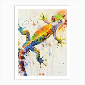 Gecko Colourful Watercolour 3 Art Print