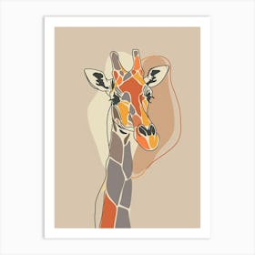 Giraffe - Boho, Line Art 12 Art Print