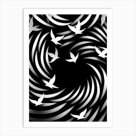 White Doves Flying In The Wind Art Print