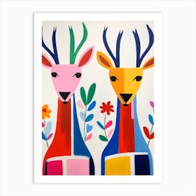 Colourful Kids Animal Art Antelope 1 Art Print