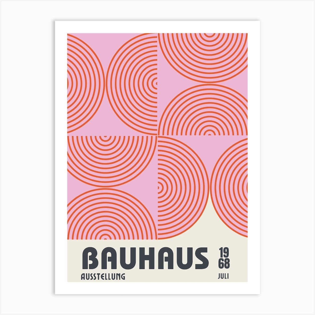 Bauhaus Exhibition Poster, Ausstellung Design Print, Pink & Orange