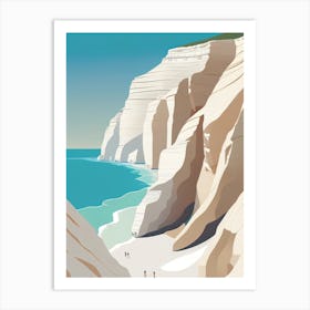 Scala Dei Turchi, Sicily - Retro Landscape Beach and Coastal Theme Travel Poster Art Print