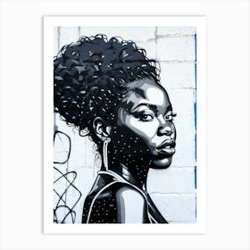 Graffiti Mural Of Beautiful Black Woman 223 Art Print